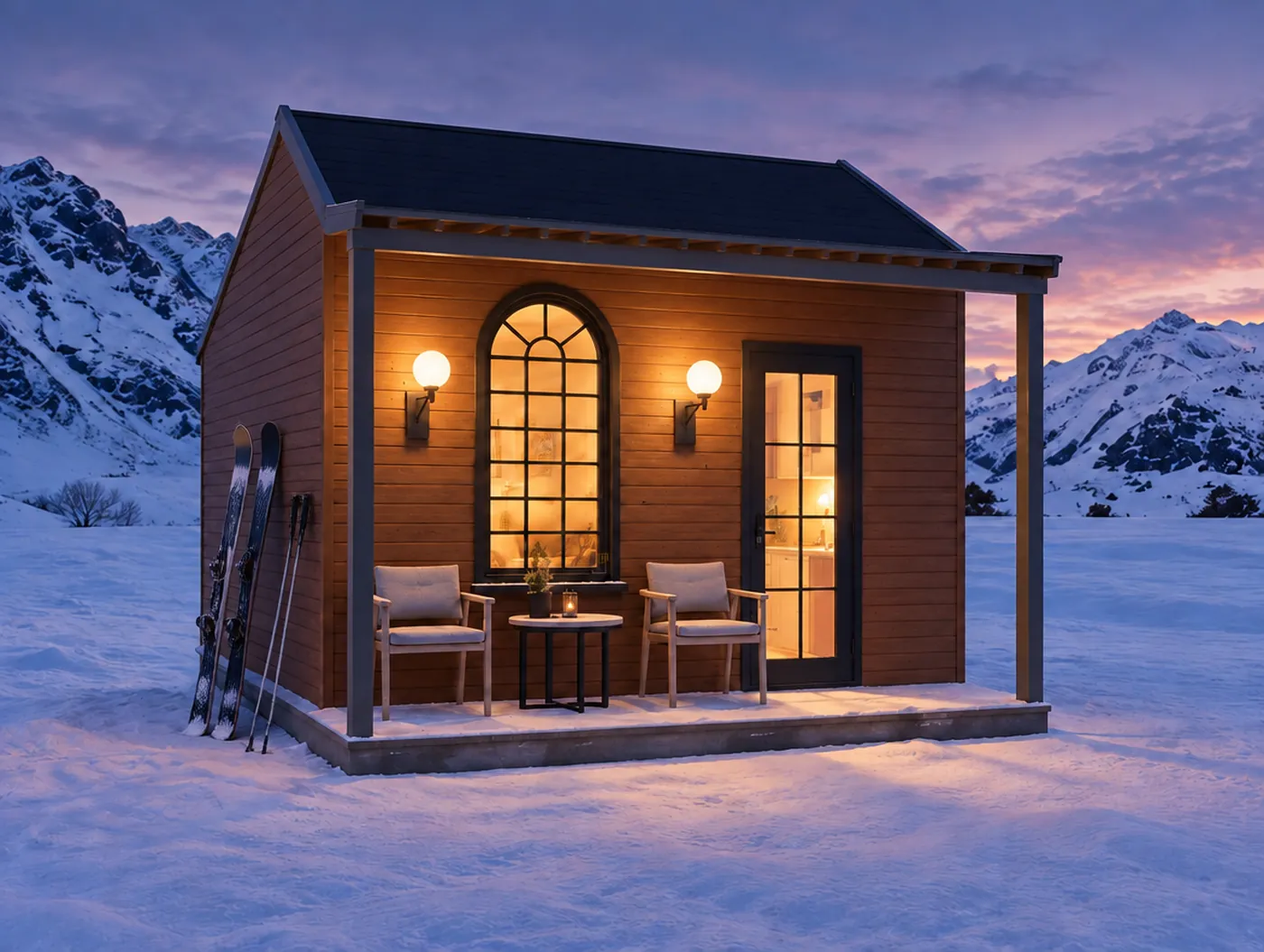 Rendering of The Alpenglow Studio, a 129 sq ft small house