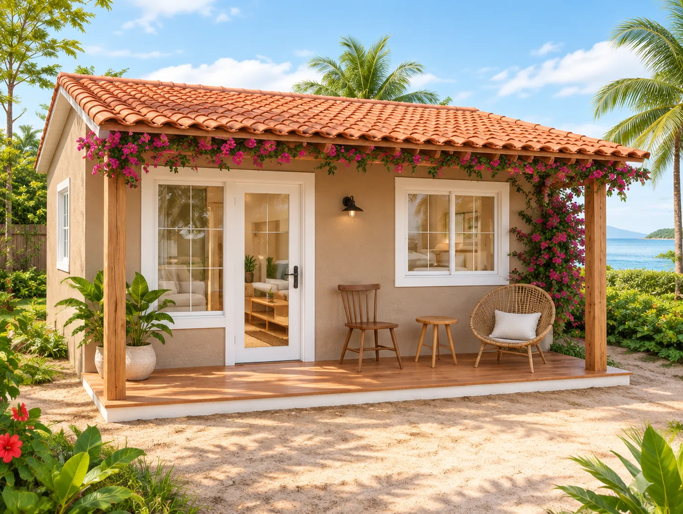 Rendering of The Bougainvillea Cottage, a 672 sq ft small house