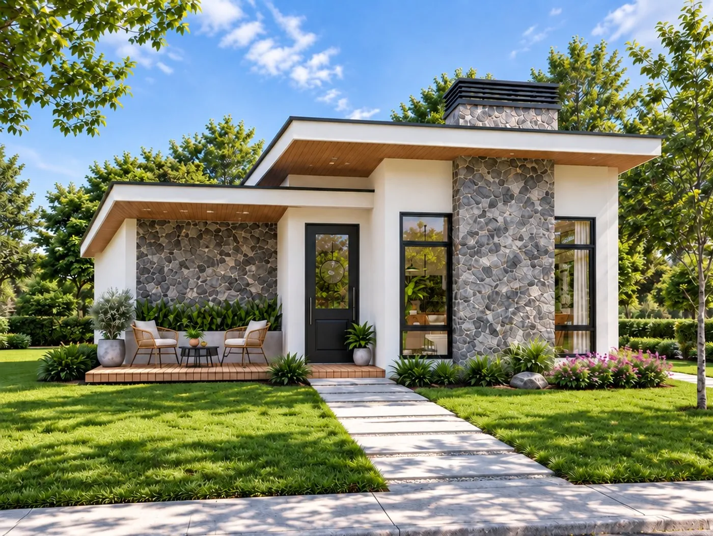 Rendering of The Flagstone Modern, a 528 sq ft small house
